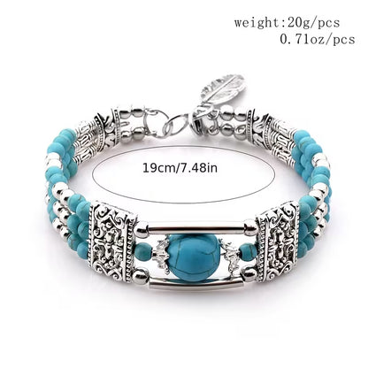 Γυναικείο Βραχιόλι Boho Τουρκουάζ – Vintage Multi-Strand Gemstone Bracelet